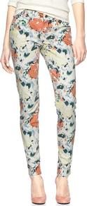 1969 Printed Legging Skimmer Jeans - style: skinny leg; length: standard; pocket detail: traditional 5 pocket; waist: mid/regular rise; occasions: casual; fibres: cotton - stretch; predominant colour: multicoloured; texture group: denim; pattern type: fabric; pattern size: big & busy; pattern: florals