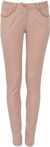 32in Stone Stud Pocket Jeans - style: skinny leg; length: standard; pocket detail: traditional 5 pocket; waist: mid/regular rise; predominant colour: nude; occasions: casual; fibres: cotton - stretch; texture group: denim; pattern type: fabric; embellishment: beading