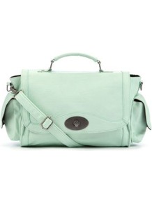 Mint Green Gasia Bowler Bag - predominant colour: pistachio; occasions: casual, work, holiday; type of pattern: standard; style: bowling; length: handle; size: standard; material: faux leather; pattern: plain; finish: plain