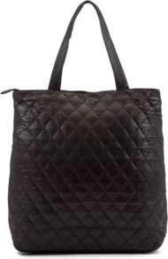 Black Milje Shop Tote Bag - predominant colour: black; occasions: casual, work; type of pattern: standard; style: tote; length: handle; size: standard; material: faux leather; embellishment: quilted; pattern: plain; finish: plain