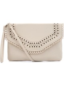 Stone Cut Out Across Body Bag - predominant colour: stone; occasions: evening, occasion, holiday; type of pattern: light; style: shoulder; length: across body/long; size: standard; material: faux leather; pattern: plain; finish: plain