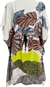 Diane Hanky Belted Dress - style: tunic; neckline: round neck; sleeve style: dolman/batwing; fit: fitted at waist; occasions: evening, occasion; length: just above the knee; fibres: silk - 100%; predominant colour: multicoloured; sleeve length: half sleeve; texture group: silky - light; trends: statement prints; pattern type: fabric; pattern size: big & busy; pattern: patterned/print