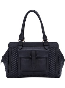 Tippy Weave Tote, Black - predominant colour: black; occasions: casual, evening, work; type of pattern: standard; style: tote; length: handle; size: standard; material: fabric; pattern: plain; finish: plain
