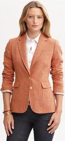 Textured Orange Wool Blend Riding Jacket - pattern: plain; style: single breasted blazer; collar: standard lapel/rever collar; predominant colour: terracotta; occasions: casual, work; length: standard; fit: tailored/fitted; fibres: wool - mix; sleeve length: long sleeve; sleeve style: standard; collar break: medium; pattern type: fabric; texture group: woven light midweight