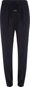 Navy Square Pocket Jogger - length: standard; pattern: plain; style: tracksuit pants; waist detail: elasticated waist; waist: mid/regular rise; predominant colour: navy; occasions: casual; fibres: polyester/polyamide - 100%; fit: slim leg; pattern type: fabric; texture group: other - light to midweight