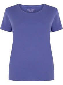Violet Cotton T Shirt - pattern: plain; style: t-shirt; predominant colour: indigo; occasions: casual, holiday; length: standard; fibres: cotton - 100%; fit: body skimming; neckline: crew; sleeve length: short sleeve; sleeve style: standard; texture group: cotton feel fabrics; pattern type: fabric