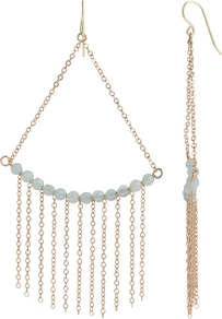 Boutique Quartzite Gold Chain Drop Earrings, Capri Green - predominant colour: gold; occasions: evening, work, occasion; style: drop; length: long; size: large/oversized; material: chain/metal; fastening: pierced; trends: metallics; finish: metallic; embellishment: chain/metal