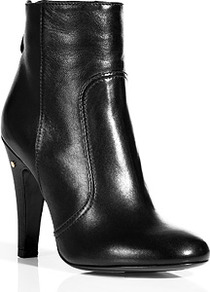 Black Stretch Nappa Boots - predominant colour: black; occasions: casual, work; material: leather; heel height: high; heel: stiletto; toe: round toe; boot length: ankle boot; style: standard; finish: plain; pattern: plain