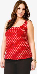 Heart Print Top - sleeve style: standard vest straps/shoulder straps; style: vest top; secondary colour: white; predominant colour: true red; occasions: casual, holiday; length: standard; neckline: scoop; fibres: polyester/polyamide - 100%; fit: body skimming; sleeve length: sleeveless; pattern type: fabric; pattern size: small & busy; pattern: patterned/print; texture group: woven light midweight