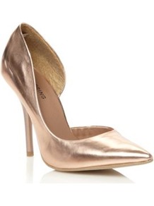 Rose Schapp Pointed Court Shoes - predominant colour: gold; occasions: evening, occasion; material: faux leather; heel: stiletto; toe: pointed toe; style: courts; trends: metallics; finish: metallic; pattern: plain; heel height: very high