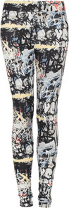 Grafitti Highshine Leggings - length: standard; style: leggings; waist detail: elasticated waist; waist: mid/regular rise; occasions: casual; fibres: polyester/polyamide - stretch; predominant colour: multicoloured; texture group: jersey - clingy; trends: statement prints; fit: skinny/tight leg; pattern type: fabric; pattern size: big & busy; pattern: patterned/print