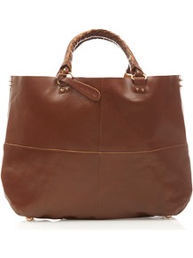 Clean Leather Tote - predominant colour: tan; occasions: casual, work; style: tote; length: handle; size: oversized; material: leather; pattern: plain; finish: plain
