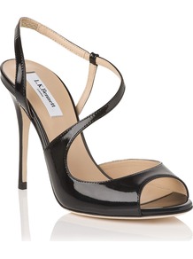 Palma Formal Sandal, Black - predominant colour: black; occasions: evening, occasion; material: leather; heel height: high; ankle detail: ankle strap; heel: stiletto; toe: open toe/peeptoe; style: standard; finish: patent; pattern: plain