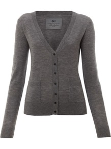 Women's Day Cashmere Cardigan, Grey - neckline: low v-neck; predominant colour: charcoal; occasions: casual, work; length: standard; style: standard; fibres: wool - 100%; fit: standard fit; sleeve length: long sleeve; sleeve style: standard; texture group: knits/crochet; pattern type: knitted - fine stitch; pattern size: standard