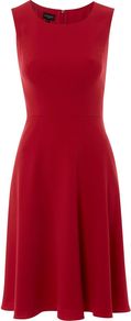 Women's Tate Dress, Sorbet - neckline: round neck; pattern: plain; sleeve style: sleeveless; waist detail: fitted waist; predominant colour: true red; occasions: evening; length: just above the knee; fit: fitted at waist & bust; style: fit & flare; fibres: polyester/polyamide - mix; hip detail: soft pleats at hip/draping at hip/flared at hip; sleeve length: sleeveless; pattern type: fabric; texture group: jersey - stretchy/drapey