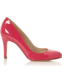 Valerie Court, Sorbet - predominant colour: hot pink; occasions: evening, work, occasion; material: leather; heel height: high; heel: stiletto; toe: round toe; style: courts; finish: patent; pattern: plain