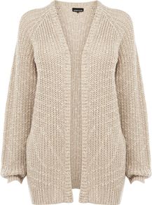 Women's Oversized Batwing Shrug, Mink - sleeve style: dolman/batwing; length: below the bottom; neckline: collarless open; style: open front; predominant colour: stone; occasions: casual, work; fibres: acrylic - mix; fit: loose; sleeve length: long sleeve; texture group: knits/crochet; pattern type: knitted - other