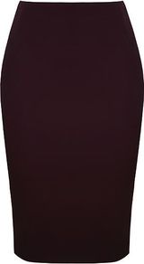 Women's Pencil Skirt, Dark Purple - pattern: plain; style: pencil; fit: tailored/fitted; waist: high rise; hip detail: fitted at hip; predominant colour: aubergine; occasions: evening, work; length: on the knee; fibres: polyester/polyamide - stretch; pattern type: fabric; pattern size: standard; texture group: other - light to midweight