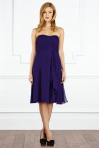 Symphony Short Dress - style: empire line; length: below the knee; fit: empire; pattern: plain; sleeve style: strapless; neckline: sweetheart; predominant colour: purple; occasions: evening, occasion; fibres: viscose/rayon - 100%; hip detail: soft pleats at hip/draping at hip/flared at hip; sleeve length: sleeveless; texture group: sheer fabrics/chiffon/organza etc.; bust detail: tiers/frills/bulky drapes/pleats; pattern type: fabric; pattern size: standard
