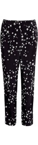 Starfish Pleated Trousers - waist detail: elasticated waist, fitted waist; pocket detail: large back pockets, small back pockets, pockets at the sides; waist: mid/regular rise; predominant colour: black; occasions: casual, evening, work; length: ankle length; fibres: silk - 100%; hip detail: front pleats at hip level; texture group: crepes; fit: straight leg; pattern type: fabric; pattern size: small & light; pattern: patterned/print; style: standard