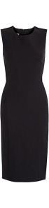 Panina Body Con Sleeveless Dress With Lace Back By Malene - style: shift; fit: tailored/fitted; sleeve style: sleeveless; waist detail: fitted waist; hip detail: fitted at hip, sculpting darts/pleats/seams at hip; back detail: contrast pattern/fabric at back, sheer fabric at back; bust detail: ruching/gathering/draping/layers/pintuck pleats at bust; predominant colour: black; occasions: evening, work, occasion; length: just above the knee; fibres: viscose/rayon - stretch; neckline: crew; sleeve length: sleeveless; trends: glamorous day shifts; pattern type: fabric; pattern size: standard; texture group: jersey - stretchy/drapey; embellishment: embroidered