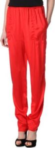 Silk Trousers - length: standard; pattern: plain; style: harem/slouch; pocket detail: pockets at the sides; waist: mid/regular rise; predominant colour: true red; occasions: evening; fibres: silk - 100%; hip detail: front pleats at hip level; texture group: silky - light; trends: fluorescent; fit: baggy; pattern type: fabric