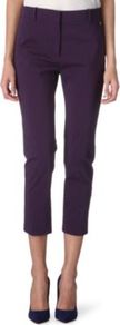 Genova Trousers - pattern: plain; waist detail: fitted waist, narrow waistband; pocket detail: small back pockets, pockets at the sides; waist: mid/regular rise; predominant colour: aubergine; occasions: casual, work; length: calf length; fibres: cotton - stretch; hip detail: fitted at hip (bottoms); texture group: cotton feel fabrics; fit: slim leg; pattern type: fabric; style: standard