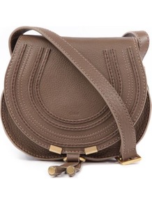Marcie Small Saddle Bag - predominant colour: taupe; occasions: casual, evening, work, occasion; type of pattern: light; style: saddle; length: across body/long; size: small; material: leather; embellishment: applique, tassels, chain/metal; pattern: plain; finish: plain
