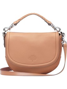 Effie Small Spongy Leather Satchel - predominant colour: nude; occasions: casual, evening, work; type of pattern: standard; style: saddle; length: across body/long; size: small; material: leather; embellishment: applique; pattern: plain; finish: plain