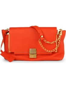 New Partition Large Shoulder Bag - predominant colour: bright orange; occasions: evening, work, occasion; type of pattern: standard; style: shoulder; length: shoulder (tucks under arm); size: small; material: leather; embellishment: tassels, chain/metal; pattern: plain; trends: fluorescent; finish: plain