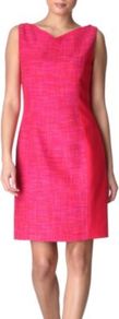 Margie Dress - style: shift; fit: tailored/fitted; pattern: plain; sleeve style: sleeveless; predominant colour: pink; occasions: work, occasion; length: just above the knee; neckline: crew; sleeve length: sleeveless; pattern type: fabric; texture group: tweed - light/midweight; fibres: viscose/rayon - mix