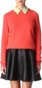 Sloane Cashmere Jumper - neckline: round neck; sleeve style: extended cuff; pattern: plain; style: standard; predominant colour: coral; occasions: casual, work; length: standard; fit: slim fit; fibres: cashmere - 100%; sleeve length: long sleeve; texture group: knits/crochet; pattern type: knitted - fine stitch