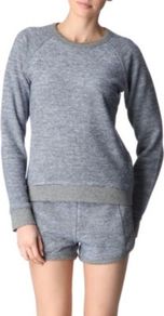 French Terry Sweatshirt - sleeve style: raglan; pattern: plain; style: sweat top; hip detail: fitted at hip, contrast fabric/print detail at hip; predominant colour: mid grey; occasions: casual; length: standard; fibres: cotton - 100%; fit: loose; neckline: crew; sleeve length: long sleeve; trends: sporty redux; pattern type: fabric; pattern size: small & light; texture group: jersey - stretchy/drapey