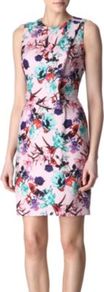 Kalinka Dress - style: shift; fit: tailored/fitted; sleeve style: sleeveless; secondary colour: purple; occasions: evening, occasion; length: just above the knee; fibres: silk - 100%; neckline: crew; predominant colour: multicoloured; sleeve length: sleeveless; texture group: silky - light; trends: high impact florals, glamorous day shifts; pattern type: fabric; pattern size: big & busy; pattern: florals
