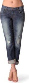 1214 Aidan Boyfriend Mid Rise Jeans - style: boyfriend; pattern: plain; pocket detail: traditional 5 pocket; waist: mid/regular rise; predominant colour: denim; occasions: casual; length: ankle length; fibres: cotton - 100%; jeans detail: whiskering, shading down centre of thigh, washed/faded; jeans & bottoms detail: turn ups; texture group: denim; pattern type: fabric; pattern size: standard