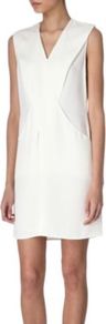 Cross Front Silk Dress - style: shift; length: mid thigh; neckline: v-neck; pattern: plain; sleeve style: sleeveless; predominant colour: white; occasions: evening, occasion; fit: straight cut; fibres: silk - 100%; sleeve length: sleeveless; texture group: silky - light; trends: glamorous day shifts; pattern type: fabric