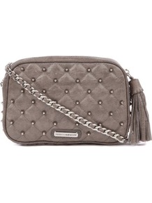 Flirty Studded Cross Body - predominant colour: mid grey; occasions: casual, evening, work, occasion, holiday; type of pattern: small; style: shoulder; length: across body/long; size: small; material: leather; embellishment: pleated, studs, tassels, chain/metal; pattern: plain, patterned/print; finish: plain