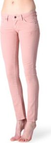Racer Skinny Low Rise Jeans - style: skinny leg; pattern: plain; waist: low rise; pocket detail: traditional 5 pocket; predominant colour: blush; occasions: casual; length: ankle length; fibres: cotton - stretch; texture group: denim; pattern type: fabric