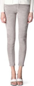 Skin 5 Skinny High Rise Suede Jeans - style: skinny leg; pattern: plain; pocket detail: traditional 5 pocket; waist: mid/regular rise; predominant colour: stone; occasions: casual, evening, work; length: ankle length; fibres: leather - 100%; pattern type: fabric; pattern size: standard; texture group: suede