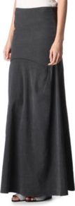 Magdalena Twill Skirt - pattern: plain; fit: loose/voluminous; waist detail: fitted waist, wide waistband/cummerbund; hip detail: fitted at hip, ruching/gathering at hip, soft pleats at hip/draping at hip/flared at hip; waist: mid/regular rise; predominant colour: charcoal; occasions: casual, evening, work; length: floor length; style: maxi skirt; fibres: linen - mix; pattern type: fabric; pattern size: standard; texture group: other - light to midweight