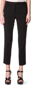 Tuxedo Trousers - pattern: plain; waist: mid/regular rise; predominant colour: black; occasions: evening, work; length: ankle length; trends: tuxedo; fit: straight leg; pattern type: fabric; texture group: woven light midweight; style: standard; fibres: viscose/rayon - mix