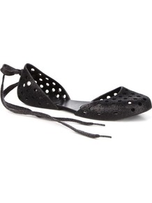 Dance Hits Glitter Pumps - predominant colour: black; occasions: casual, evening, holiday; material: plastic/rubber; heel height: flat; embellishment: glitter, ribbon, applique; ankle detail: ankle strap, ankle tie; toe: round toe; style: ballerinas / pumps; trends: metallics; finish: plain; pattern: plain