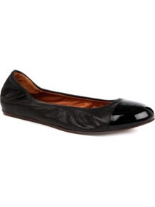 Peep Meg Leather Pumps - predominant colour: black; occasions: casual, evening, work; material: leather; heel height: flat; toe: round toe; style: ballerinas / pumps; finish: plain; pattern: plain; embellishment: toe cap
