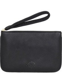 Effie Spongy Leather Pouch - predominant colour: black; occasions: casual, evening, work, occasion, holiday; type of pattern: light; style: clutch; length: hand carry; size: small; material: leather; pattern: plain; finish: plain