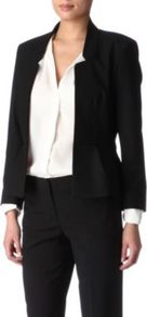 Lisa Jacket - pattern: plain; style: single breasted blazer; collar: standard lapel/rever collar; predominant colour: black; occasions: casual, evening, work, occasion; length: standard; fit: tailored/fitted; fibres: polyester/polyamide - stretch; sleeve length: long sleeve; sleeve style: standard; collar break: low/open; pattern type: fabric; texture group: other - light to midweight