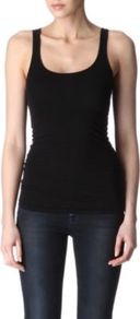 Slim Fit Vest - pattern: plain; sleeve style: sleeveless; waist detail: fitted waist; style: vest top; predominant colour: black; occasions: casual; length: standard; neckline: scoop; fibres: cotton - mix; fit: tight; sleeve length: sleeveless; pattern type: fabric; pattern size: standard; texture group: jersey - stretchy/drapey