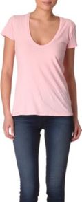 Relaxed T Shirt - pattern: plain; style: t-shirt; predominant colour: pink; occasions: casual; length: standard; neckline: scoop; fibres: cotton - 100%; fit: body skimming; sleeve length: short sleeve; sleeve style: standard; texture group: cotton feel fabrics; pattern type: fabric