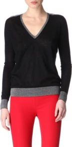 Cashmere Jumper - neckline: v-neck; style: standard; predominant colour: black; occasions: casual, work; length: standard; fibres: wool - 100%; fit: standard fit; sleeve length: long sleeve; sleeve style: standard; texture group: knits/crochet; pattern type: knitted - fine stitch; pattern size: small & light