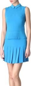 Candy Top - pattern: plain; sleeve style: sleeveless; waist detail: fitted waist, twist front waist detail/nipped in at waist on one side/soft pleats/draping/ruching/gathering waist detail, peplum waist detail; predominant colour: diva blue; occasions: casual, evening, work; length: standard; style: top; fibres: polyester/polyamide - mix; fit: body skimming; neckline: no opening/shirt collar/peter pan; back detail: keyhole/peephole detail at back; sleeve length: sleeveless; texture group: crepes; pattern type: fabric