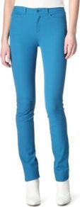 Gabardine Trousers - length: standard; pattern: plain; waist detail: fitted waist, narrow waistband; hip detail: front pockets at hip, fitted at hip (bottoms); pocket detail: traditional 5 pocket; waist: mid/regular rise; predominant colour: diva blue; occasions: casual, holiday; fibres: cotton - mix; texture group: jersey - clingy; fit: skinny/tight leg; pattern type: fabric; style: standard
